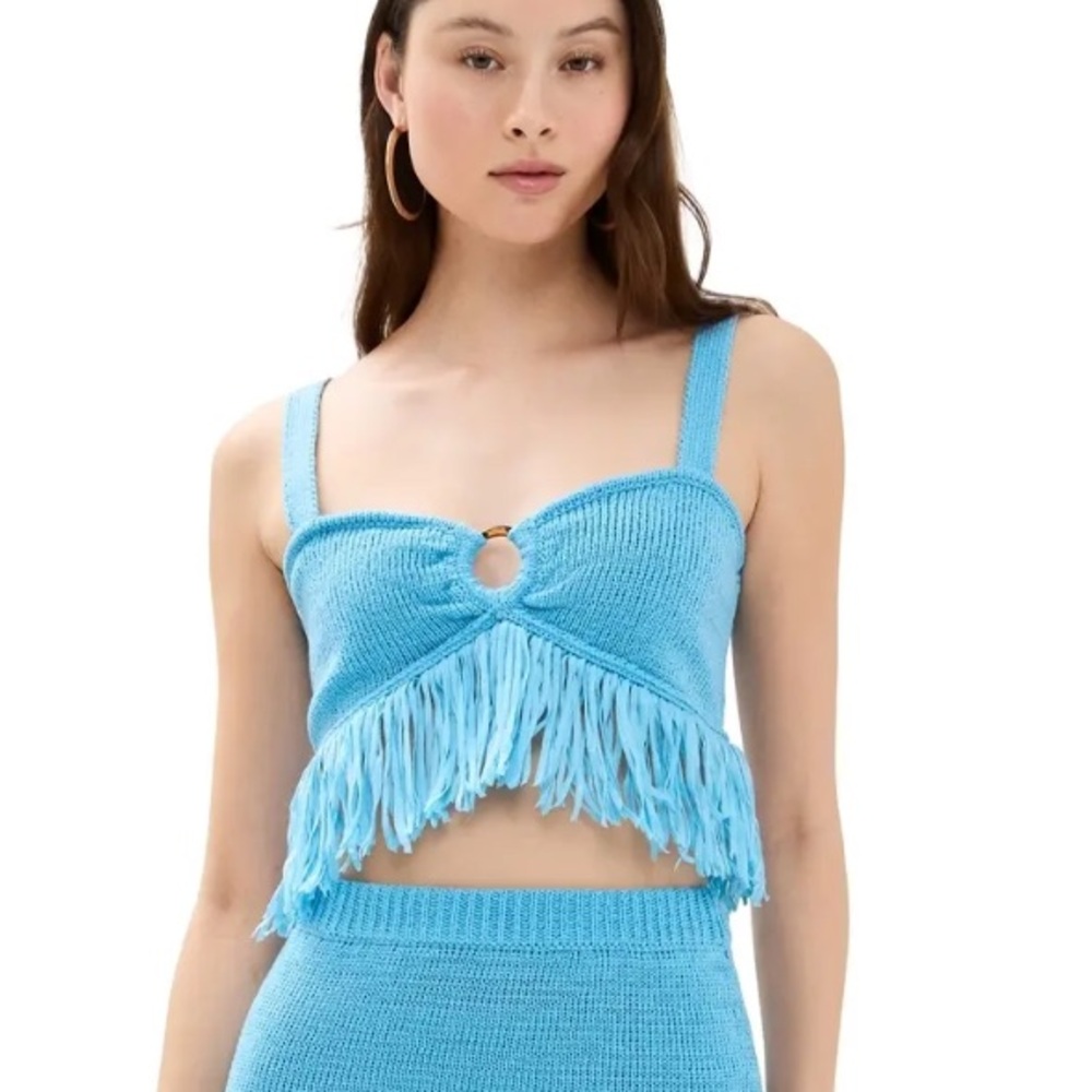NWT SAYLOR Ebba Fringed top in Cerulean Blue, size Small